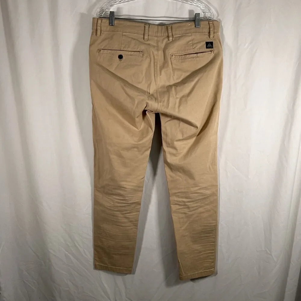 Zara Pants Men's 34 Khaki Denim Tan Pockets Cotton Blend Button Zip